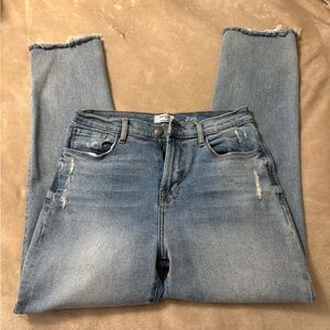 Kensie Blue Straight Leg Jeans with Subtle Fading